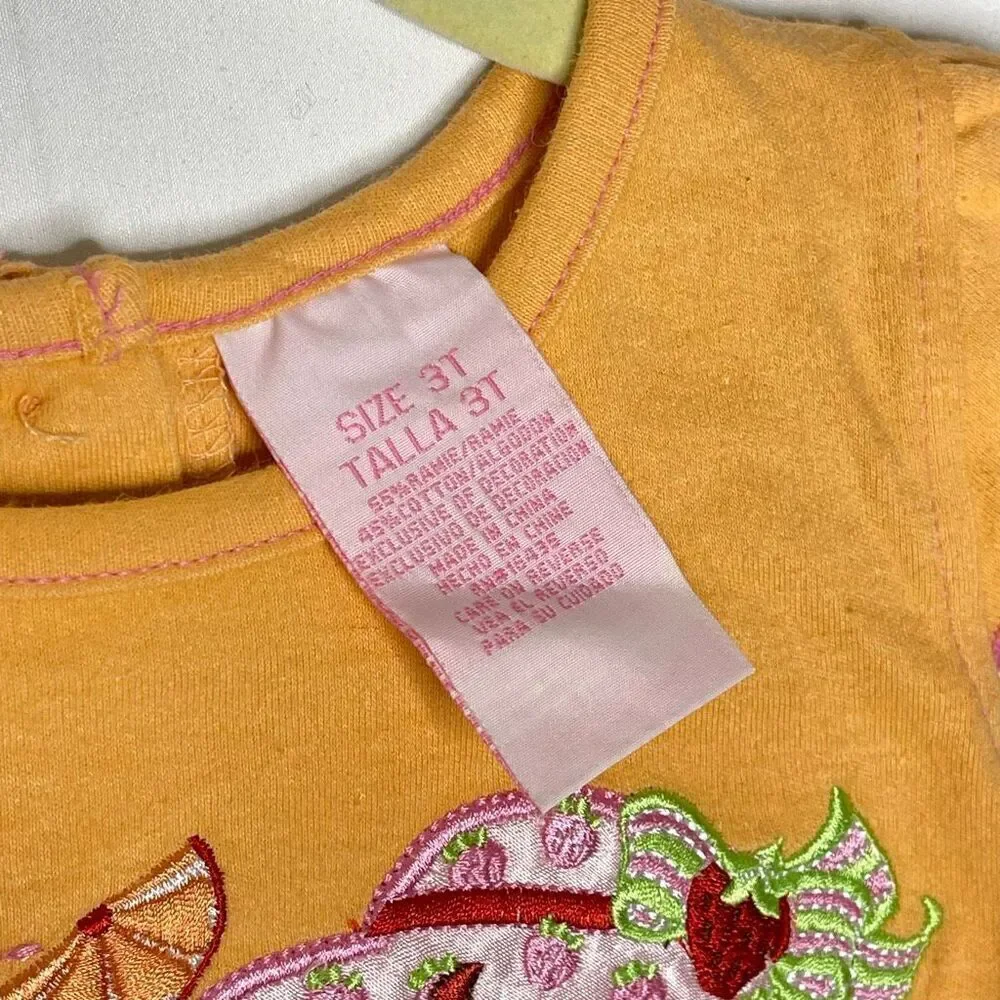 Vintage Y2K Strawberry Shortcake Tutti Girls Outfit Toddler Shirt Pants 3T NWT